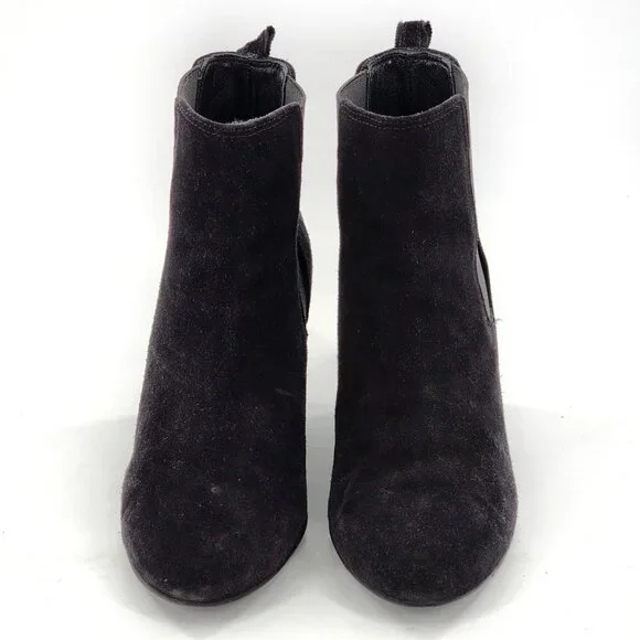 LANVIN Suede Wedge Ankle Booties Black - Picture 5 of 12